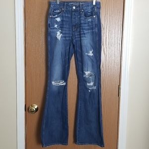 American Eagle Vintage Hi Rise Distressed Flare 4